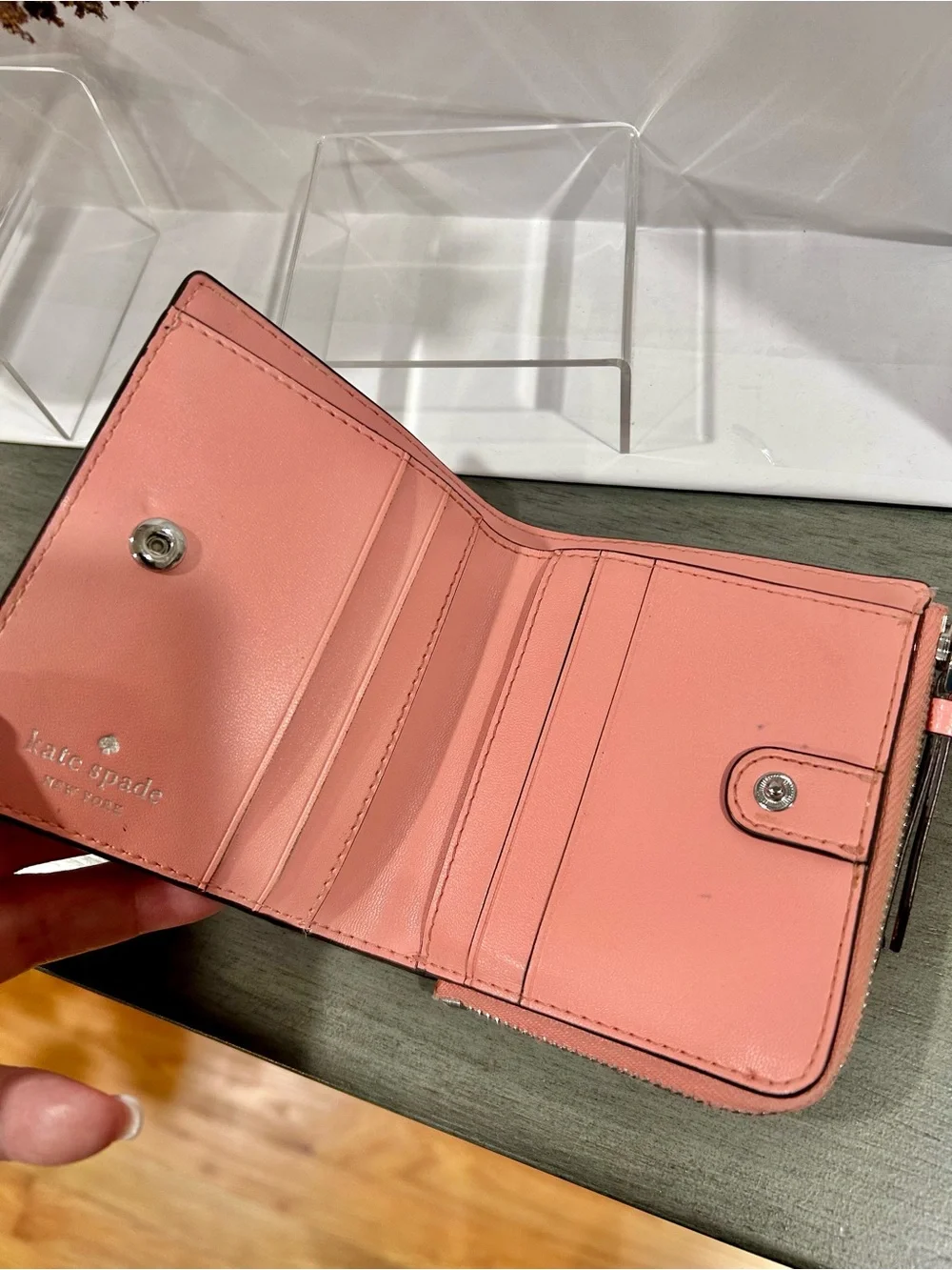 Kate Spade Peach/ Coral Leather Zip Wallet